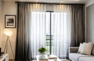 Grey blackout and sheer curtain set available in curtain stores in Riyadh.