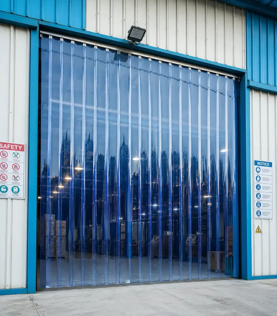 Industrial warehouse plastic curtains in Riyadh for large entrances.