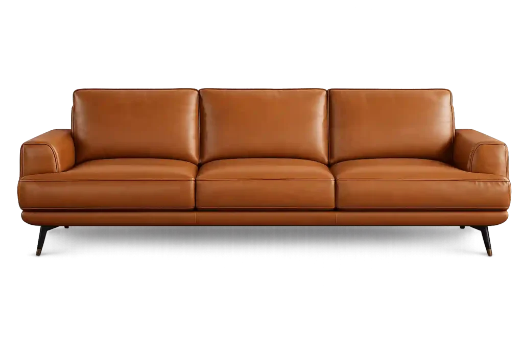 Brown leather sofa set in Riyadh living rooms.