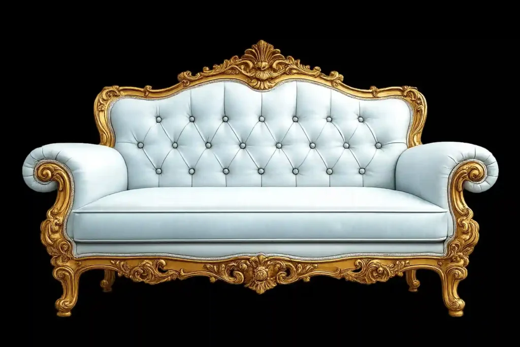 Classic light blue sofa designed for luxury bedroom décor.