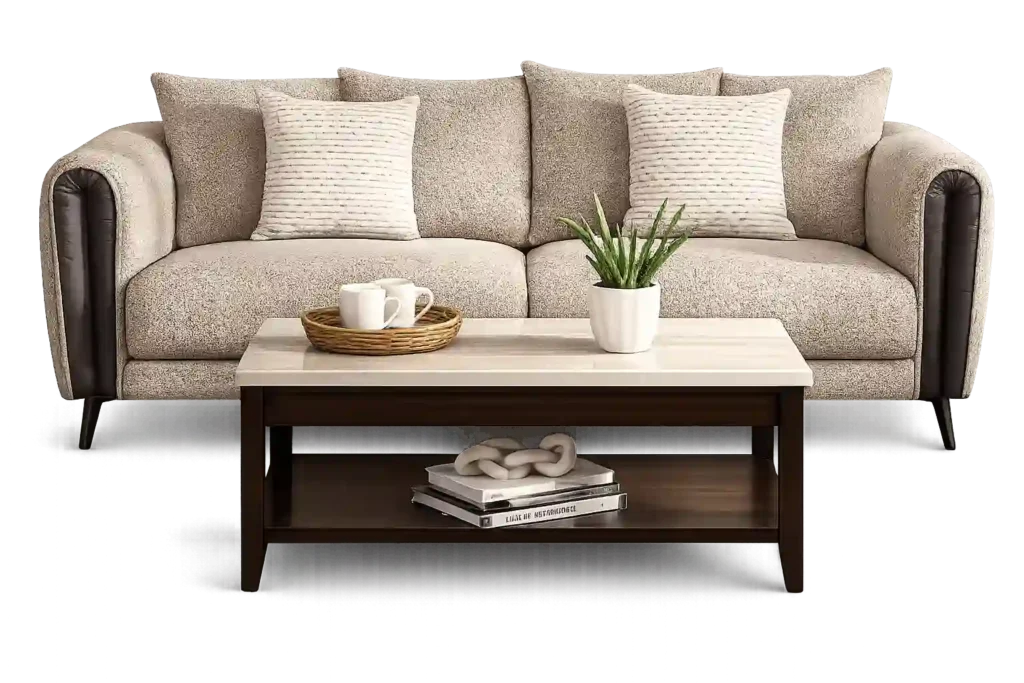 Luxury U-shaped sofa set in Riyadh with spacious seating for large family living rooms.