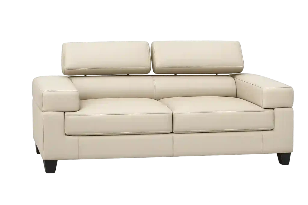 Modern leather 2 seater sofa supplied by experienced 2 seater sofa suppliers in Riyadh.