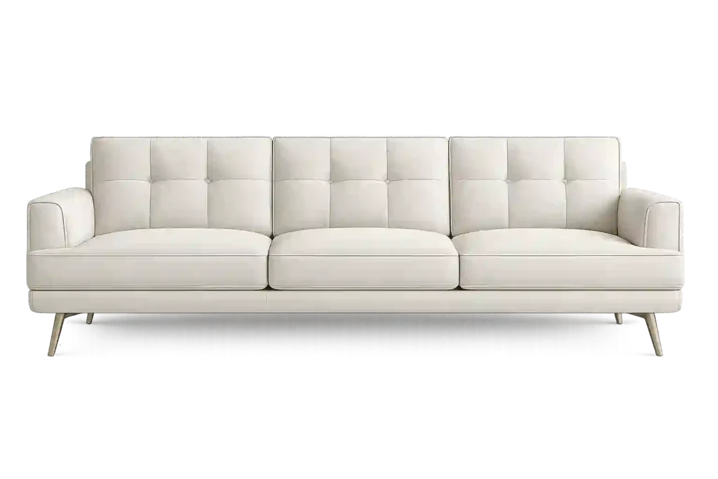 Contemporary white three seater sofa.