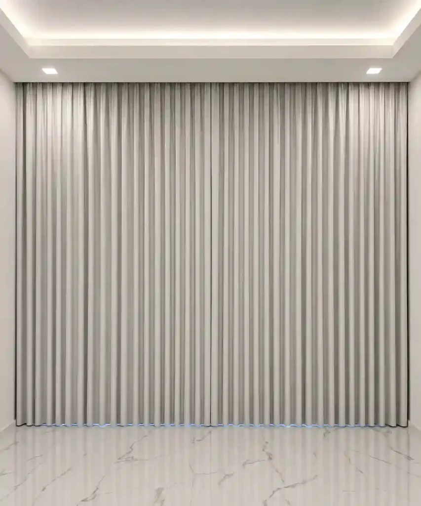 Floor-to-ceiling curtains for spacious interiors.